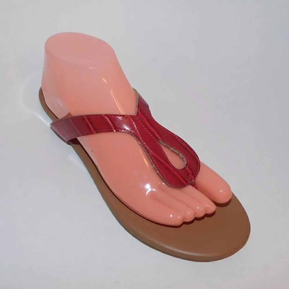 ESPRIT Tana Faux Leather Thong Sandals Flat sz 10‎
